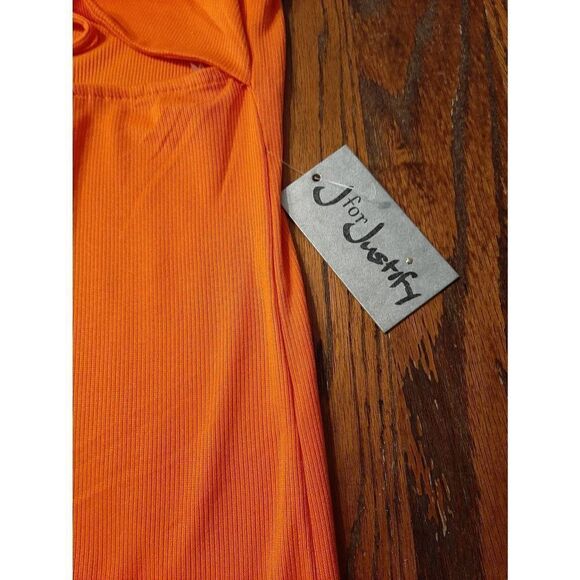 New Large J for Justify Orange Cut Out  Form Fitting Spaghetti Strap Dress NWT - Picture 4 of 5